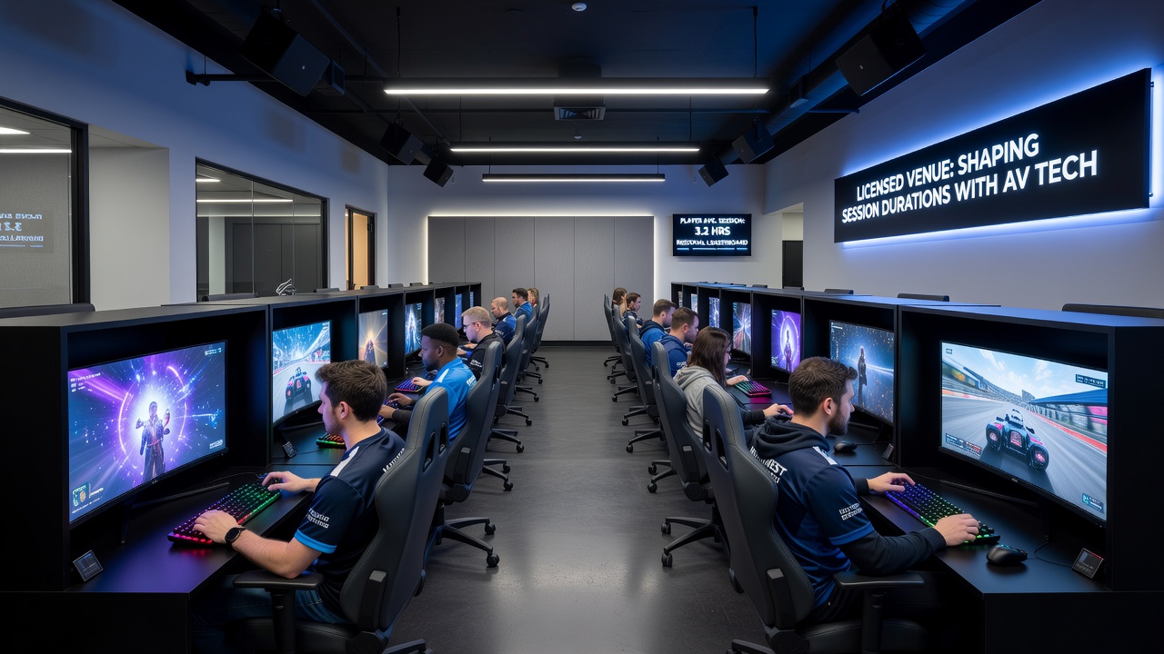 Close-up of synchronized casino lighting and digital display elements influencing player attention during extended sessions